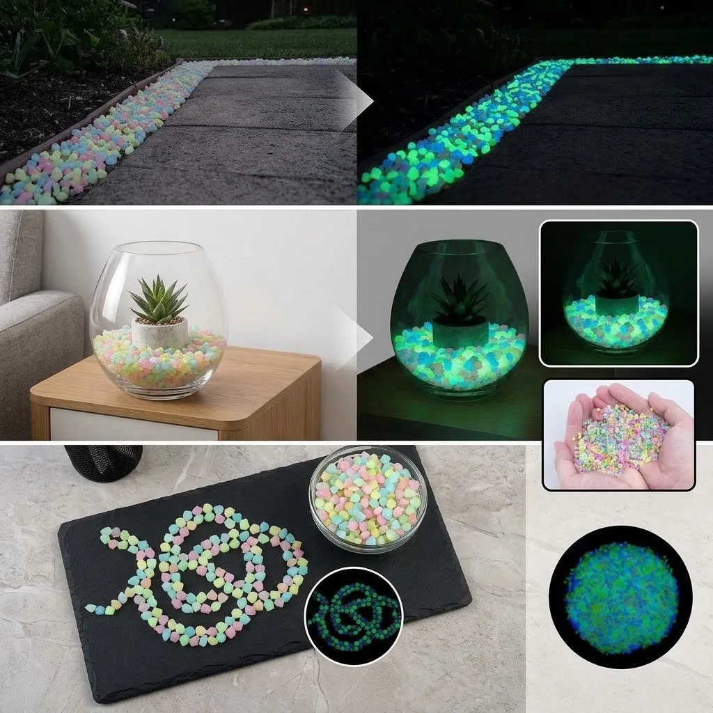 1000Pcs Luminous Sand Glow In The Dark Pebbles Stone Great For Home Garden Yard Outdoor Path Lawn Decoration Fish Tank Aquarium