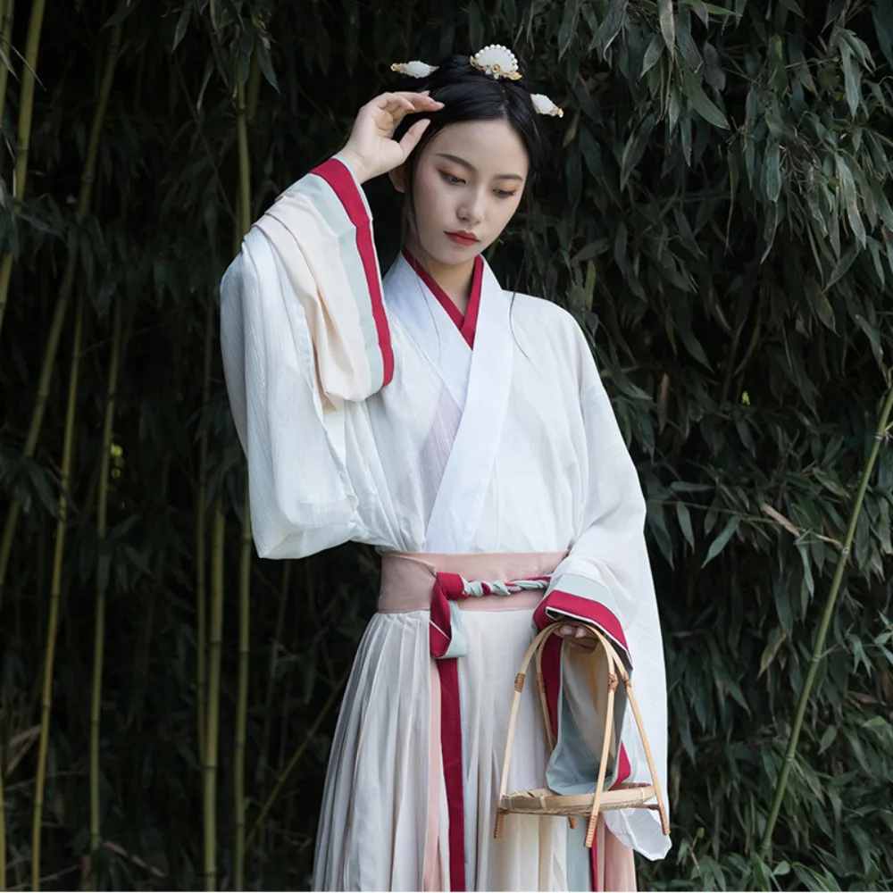 

‌Jin Dynasty Hanfu Set - Autumn Cross Collar Ruqun Waist Wrap Skirt Traditional Chinese Clothing Women's Halloween Costumes