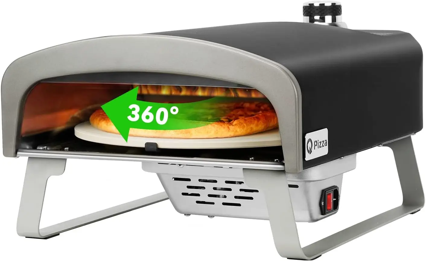 Gas Pizza Oven Portable Propane Pizza Oven with Automatic Rotating Stone for Outdoor Cooking, Portable Gas Pizza Oven