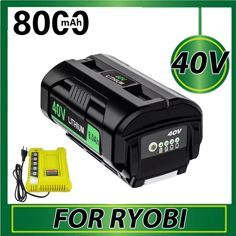 for Ryobi 8.0Ah 40V Li-Ion Rechargeable Battery 40V Cordless Power Tools Battery OP4040 OP40501 OP4050 OP4060A RY40502 RY40200