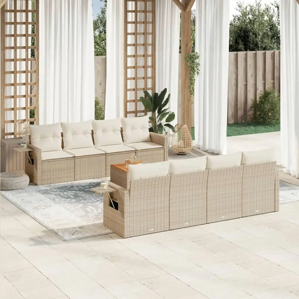 

Beige Modular Garden Sofa Set Outdoor PE Rattan Large Seating Furniture for Patio Balcony Yard