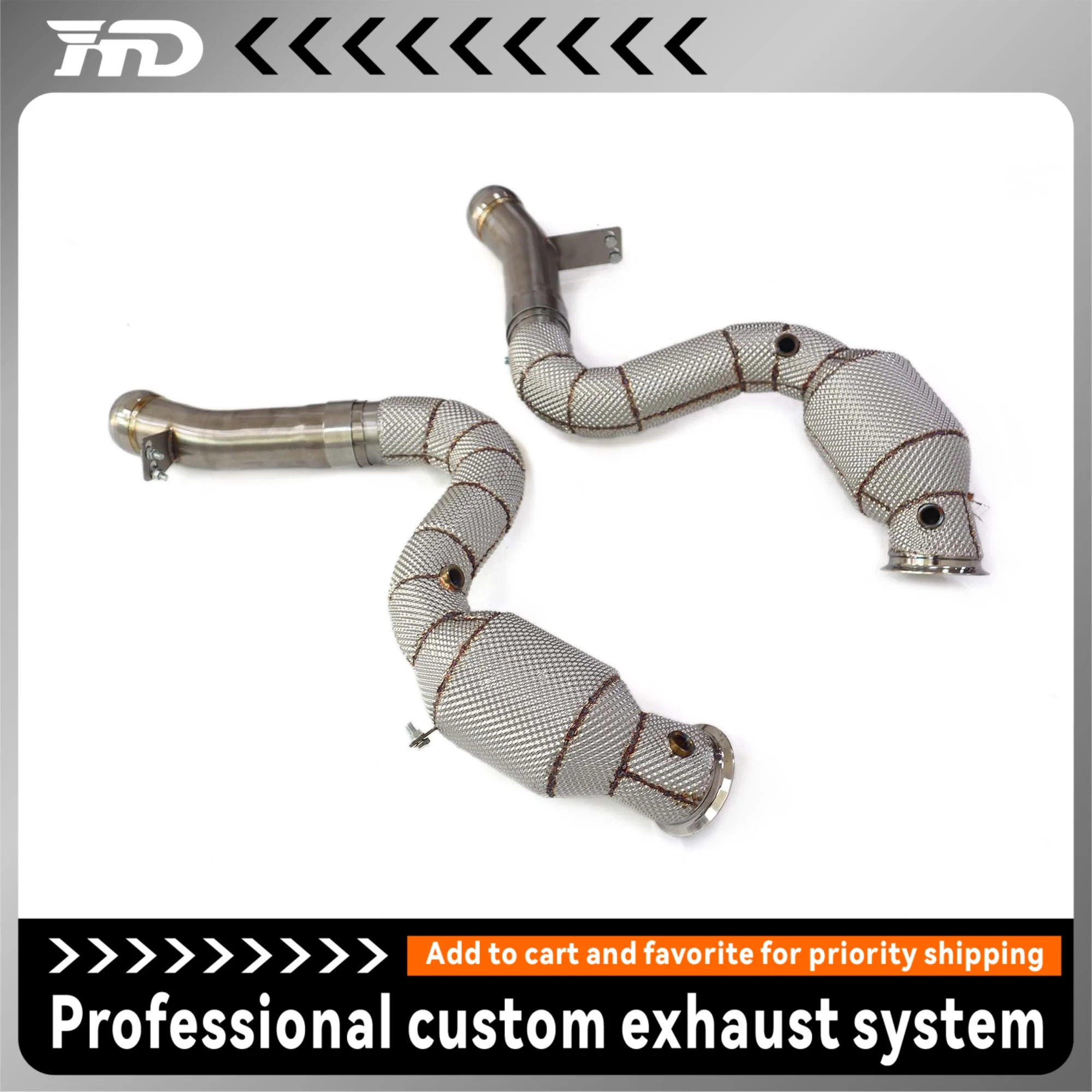 for Mercedes Benz AMG S63 S63L W222 4.0T 2018+ HMD Exhaust System High Flow Performance Downpipe With Heat Shield Racing Pipe