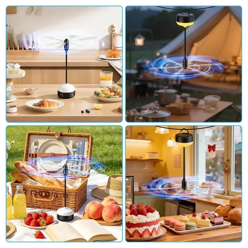 DTEN-Ideal For Kitchen Camping Patio Fly Winder For Tables, 4Pcs Rechargeable Warm White LED/Soft Leaves Fly Repeller