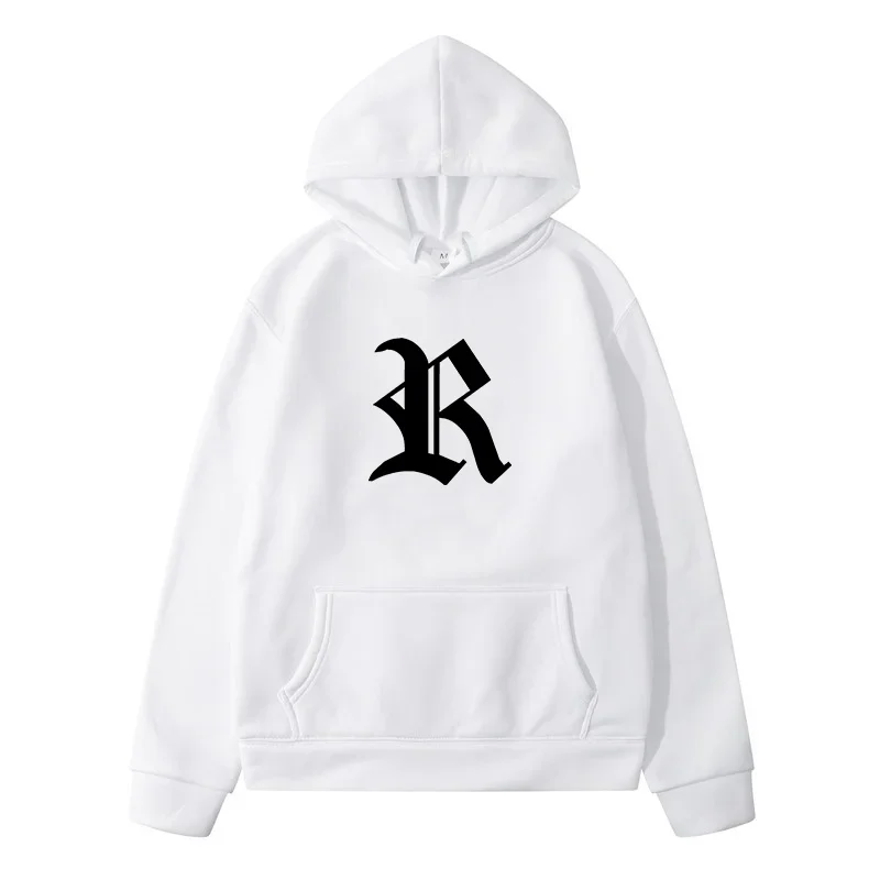 Goth Style Letter R Hoodies Graphic Printing Sweatshirts Men Casual Long Sleeve Men/Women Clothing Cotton Hip Hop Hoody Tops