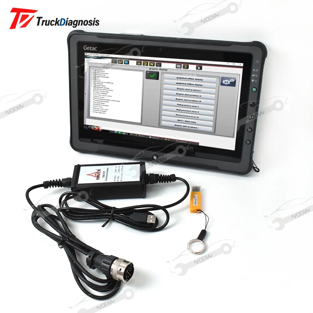 Ready to use F110 Tablet +For Deutz Communicator OBD Adapter with SerDia Software For SerDia 2010 diagnostic and programming