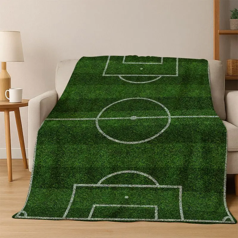 Classic Football Field Soccer Sport Flannel Blanket Soft Warm Throw Blanket for Bedroom Living Room Bed Travel Camping Picnic