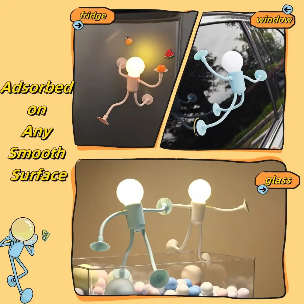 Changeable Shape Funny Sportsman Night Light, Suction Cup Bendable Mini Decorative Night Light, Suitable for Bedroom Bathroom