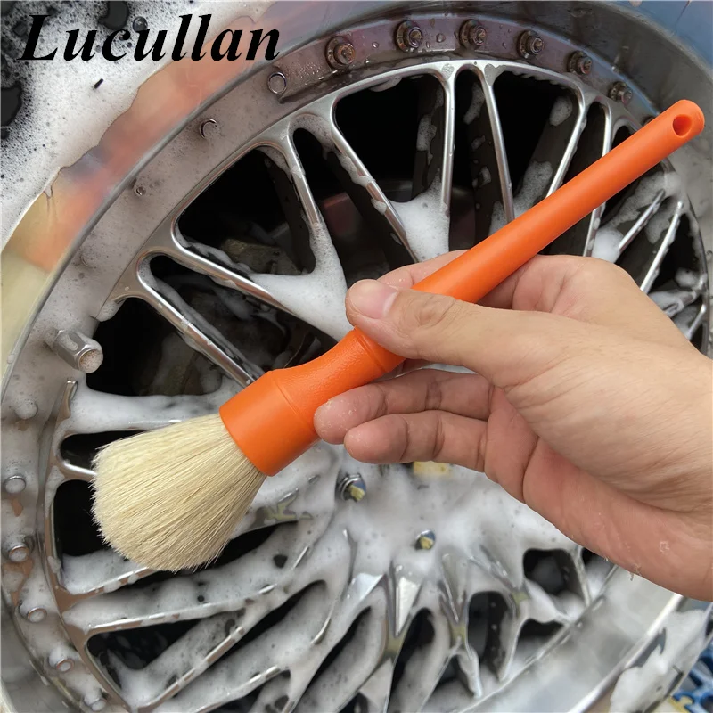 Lucullan Super Dense Natural Boar\'s Hair Premium Cleaning Brushes For Small Spaces,Engine Bays,Exterior Detailing