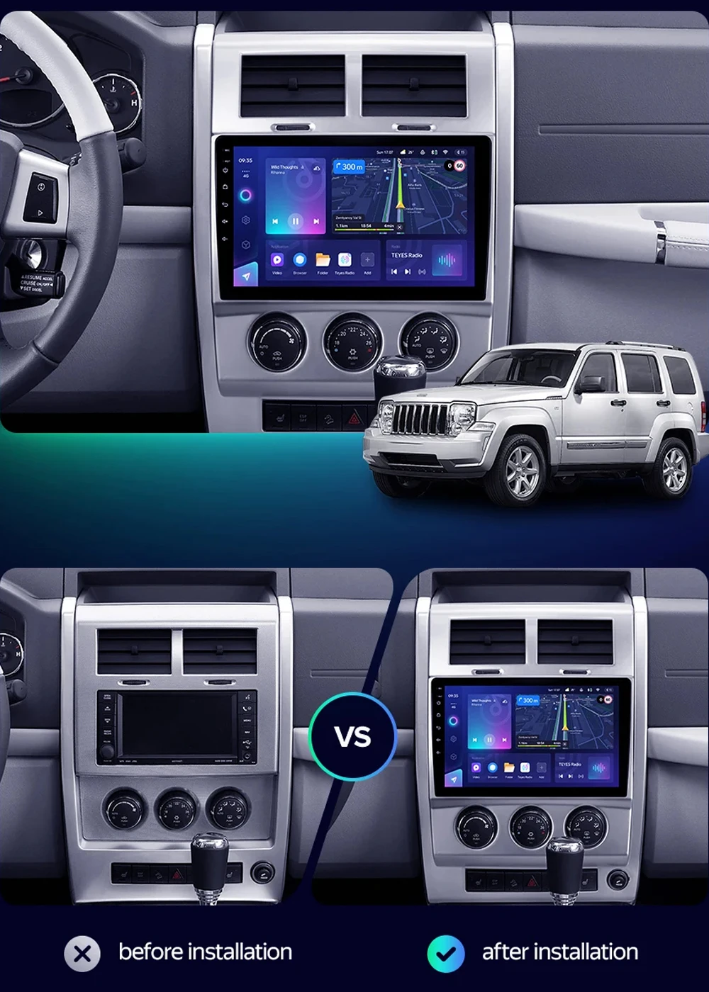 For Jeep Cherokee KK Liberty 2007 - 2012 Car Radio Multimedia Video Player Navigation GPS 4G Carplay+Auto Android 15 Autoradio