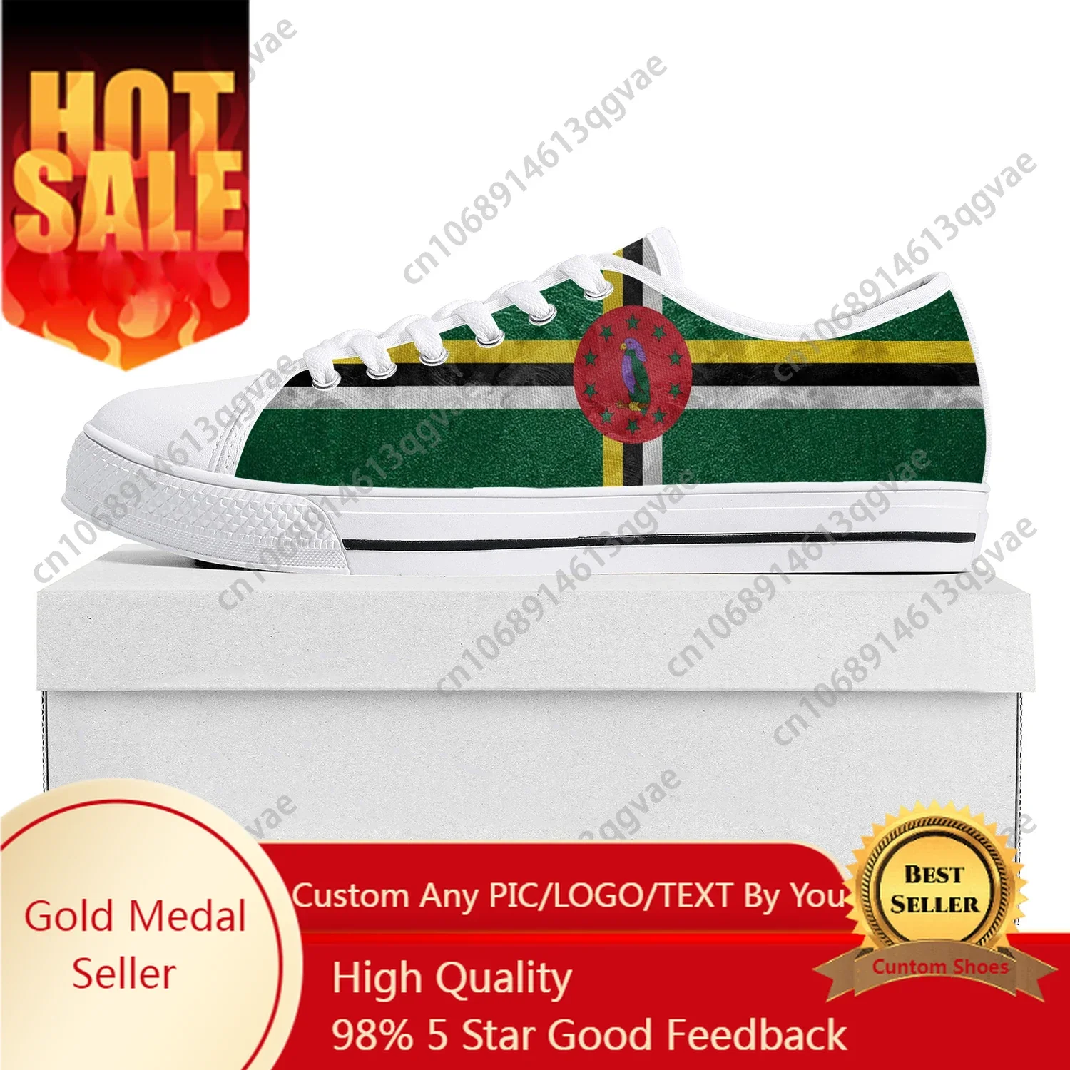 

Commonwealth of Dominica Flag Low Top High Quality Sneakers Mens Womens Teenager Canvas Sneaker Prode Couple Shoes Custom Shoe