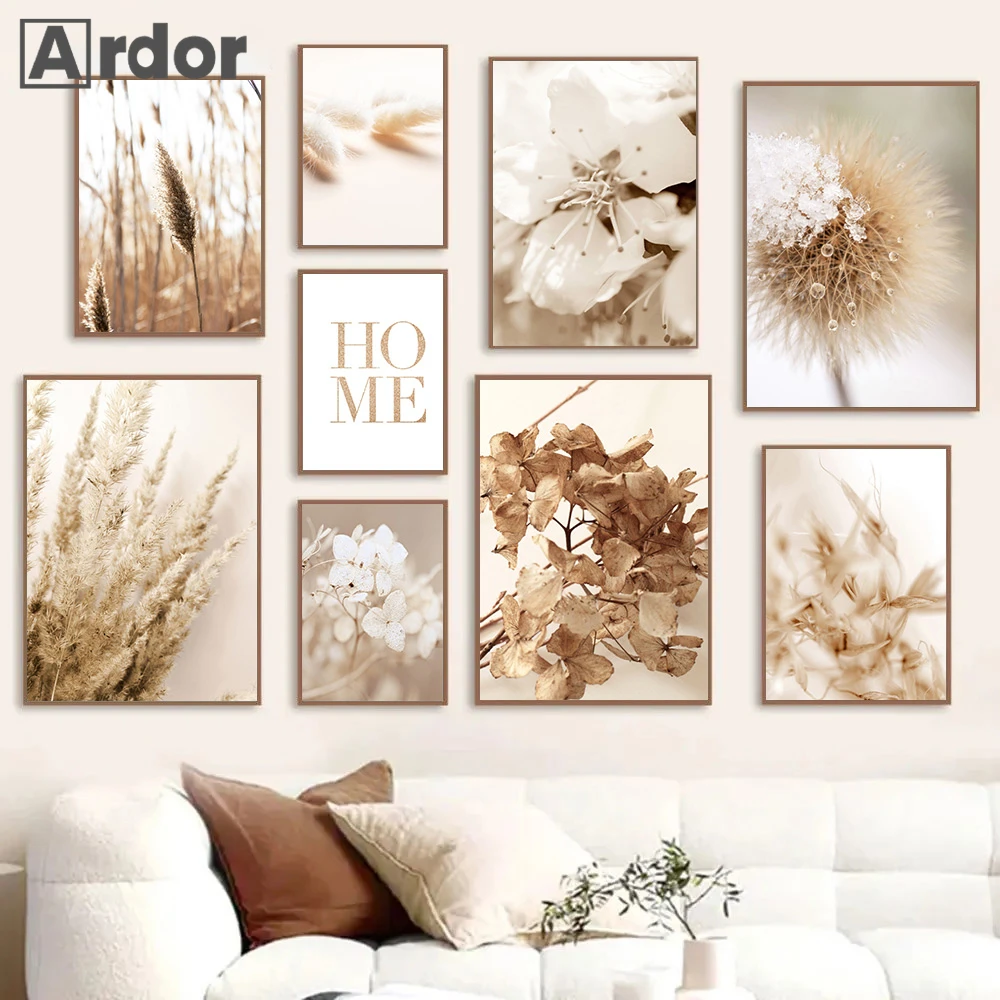

Beige Flower Pampas Dandelion Reed Posters Canvas Painting Wall Art Print Picture Nordic Poster Living Room Interior Home Decor