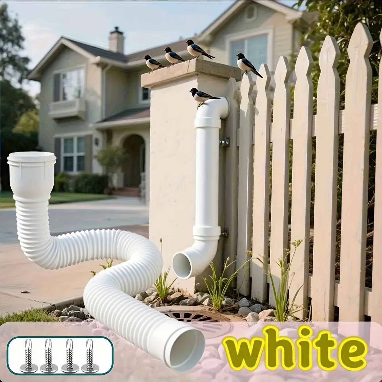 Black Adjustable Rain Flexible Gutter Extendable from Downspout Extender Thickened Down Spout Drain Extension For Rainwater Drai