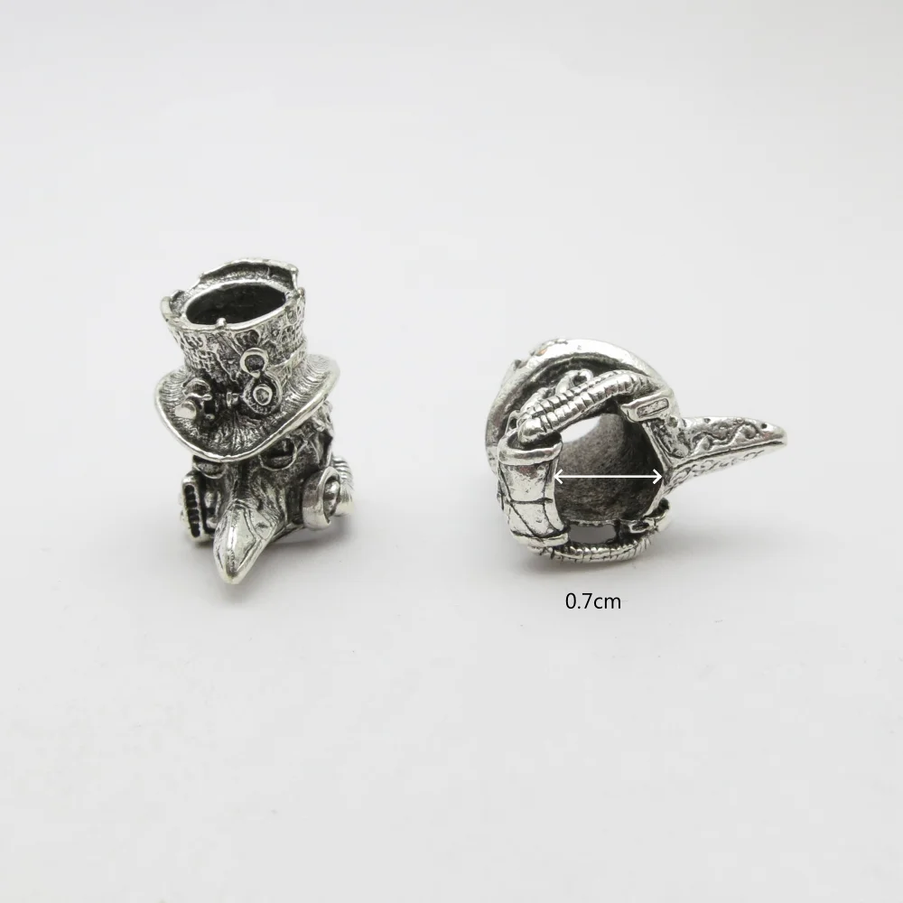 2pcs/set Skull Helmet Big Hole Beads Hair Braid Dreadlock Beard Beads Pendant DIY Necklace For Women Jewelry Accessories
