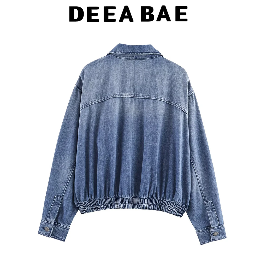DEEABAE 2025 automne nouvelle mode femme décontracté polyvalent ample à manches longues denim pilote veste