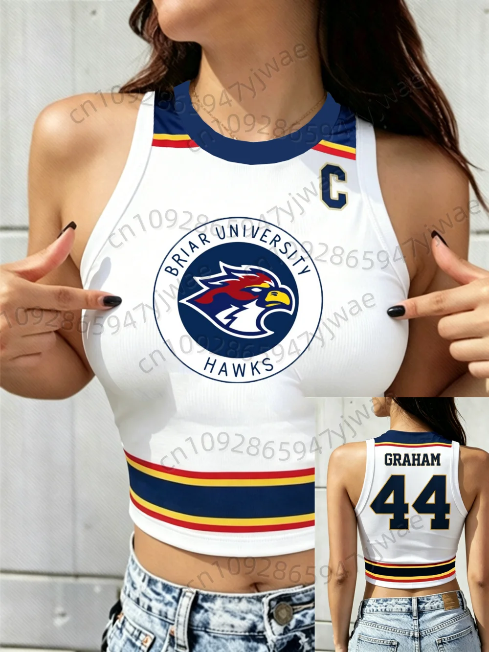 Summer Women's Crop Vest Top Tees Off Campus Jersey Graham 44 22 DI LAURENTIS 66 Tank Top T-shirt