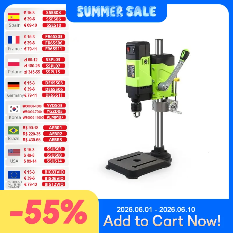 ALLSOME 6-Speed 800W Benchtop Drill Press Drilling Machine BG-5167