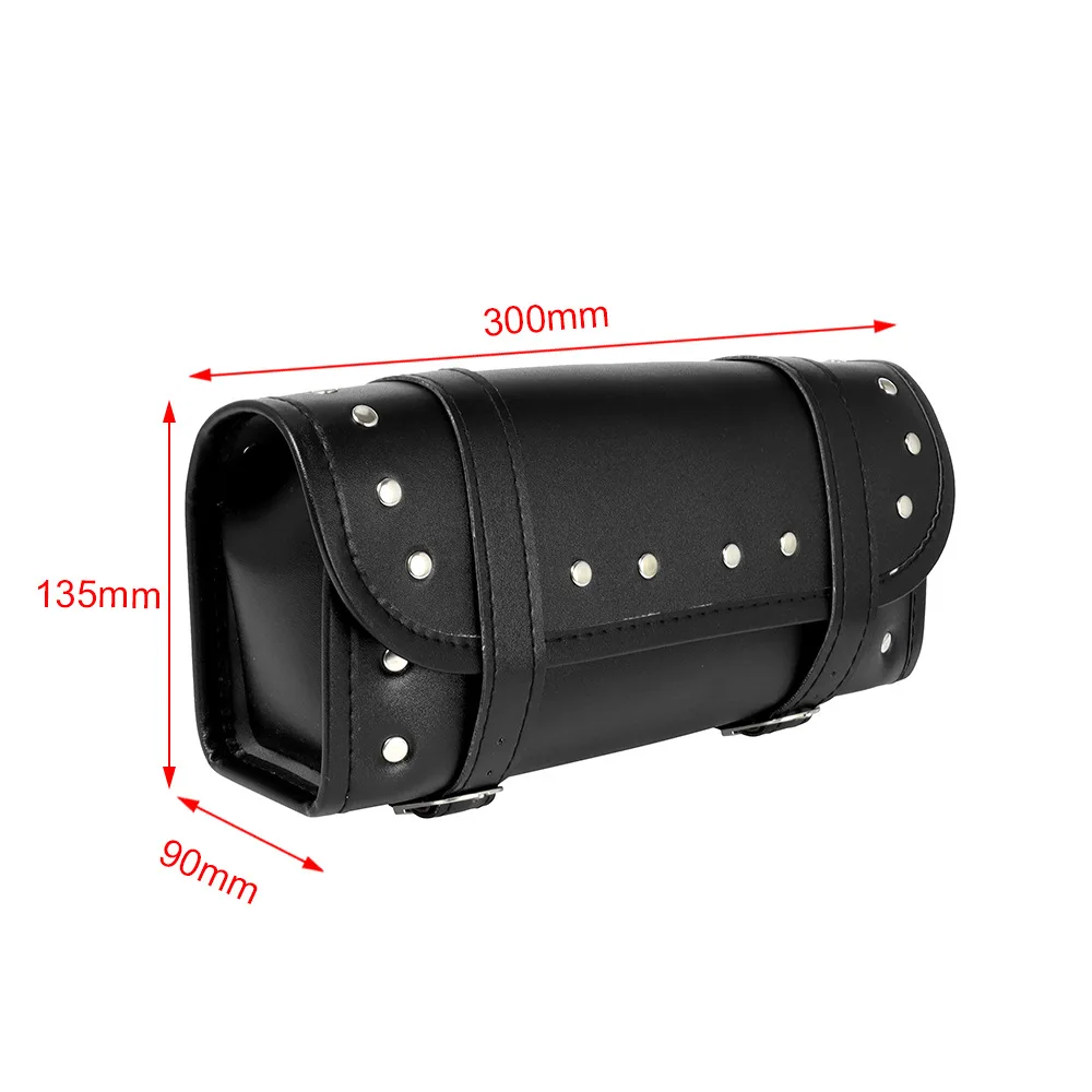 Black retro motorcycle cruiser tool bag tube shape handlebar front fork bag motorcycle off-road mini buckle hanging bag latest