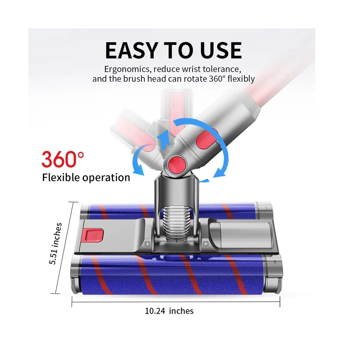 لينة مزدوجة الأسطوانة فرشاة الطابق رئيس مع المصابيح الأمامية LED ، المكانس الكهربائية أجزاء تدوير ، دايسون V7V8V10V11V15