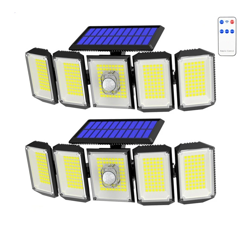 Solar Wall Lamp Five-Head Rotating Outdoor Human-Sensing Light For Courtyard Use Waterproof Light For Fence Road Illumination