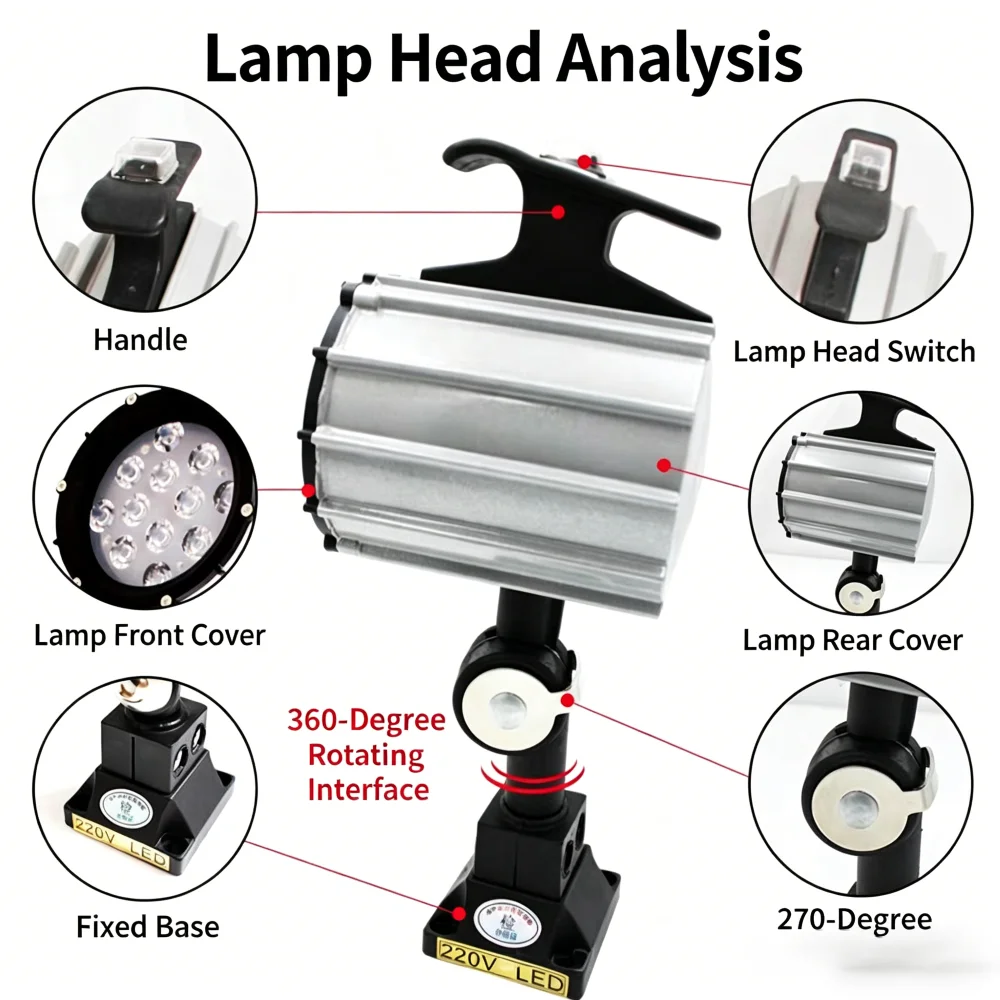 Machine Tool LED Light, Foldable Long Short Arm CNC Lathe Work Lamp IP65 Waterproof Dustproof Flexible Industrial Workshop Lamp