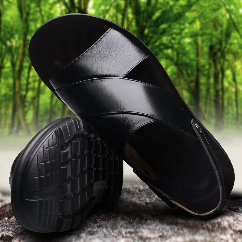 Men's Sandals Summer New Hot Selling Waterproof Non-slip Genuine Leather Sandals Soft Sole Slippers Breathable Casual Shoes