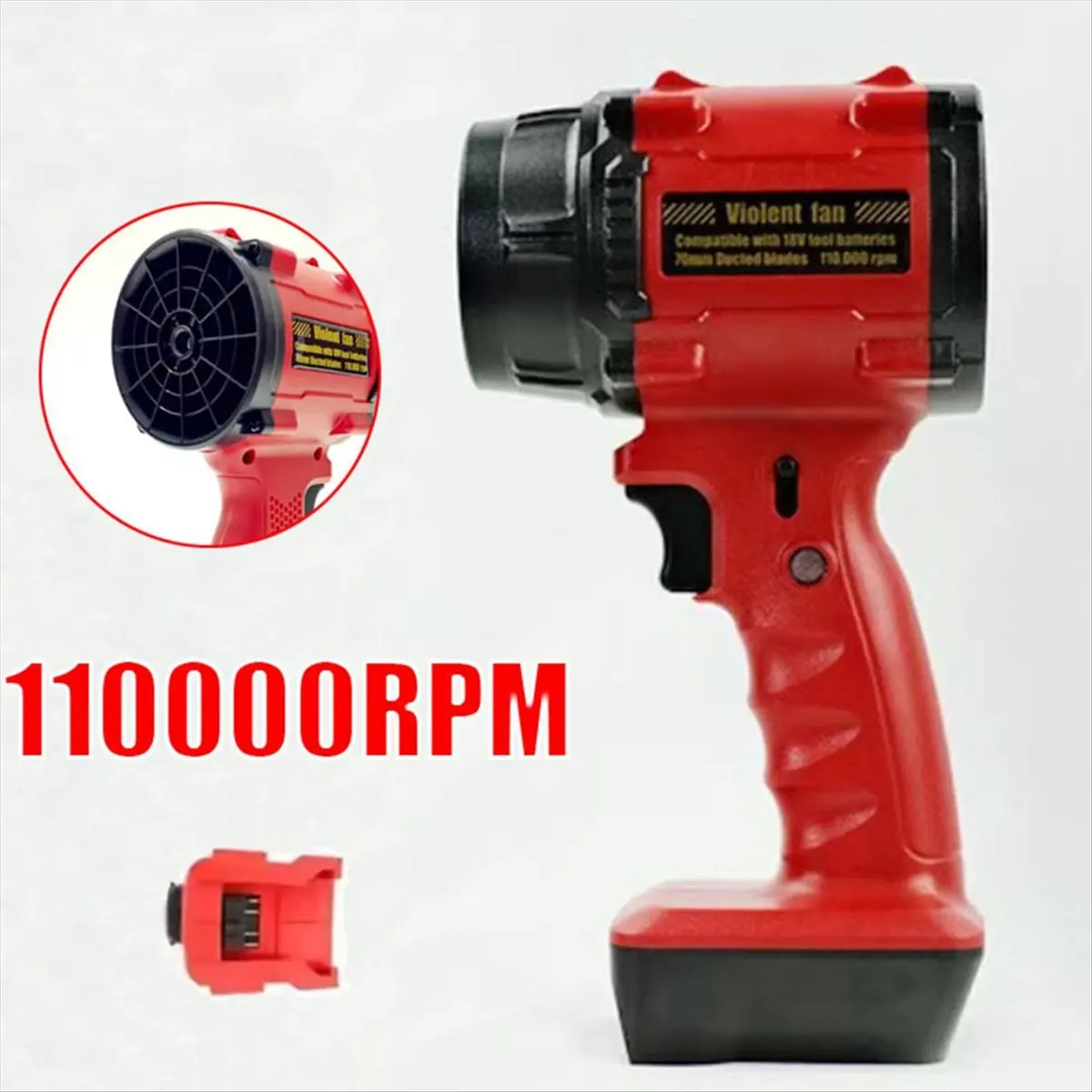 A75K For 18V Battery High Power Violent Fan Brushless Air Blower Turbo Fan Adjustable Speed Leaf Duster Jet Fan