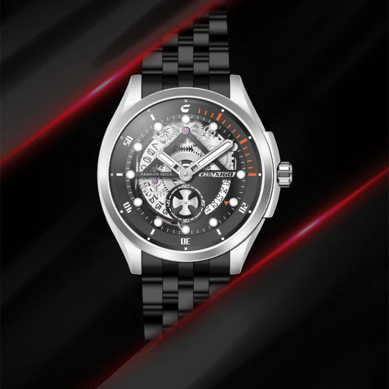 CHAXIGO 6823 Relogios Masculino Luxus Mode Quarz Stahlband herren Uhr Kalender Wasserdicht Leuchtende Uhren für Männer