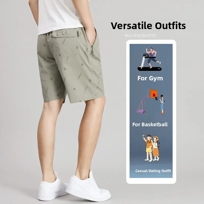 

Men's Casual Cotton orts Summer Faion Brand Loose Straight Tube Five-Quarter Pants with ket Youthful Vitali Sle