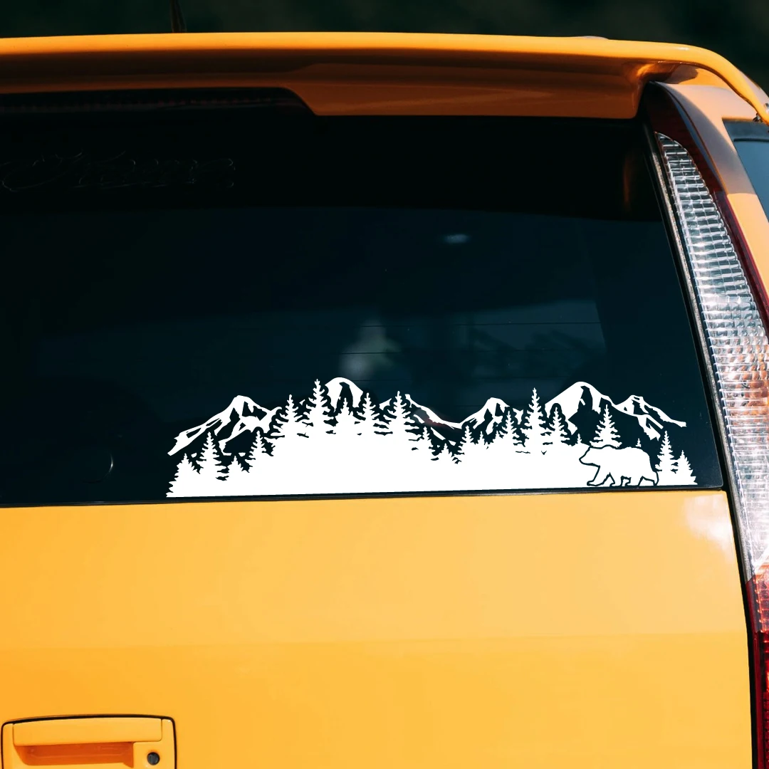 ملصق ذيل السيارة المزخرف للغابات والدب ، شعار السيارة ، ملصق الفينيل الرسومي ، الشارات لسياراتك ، سيارات الرباعي ، الشاحنات
