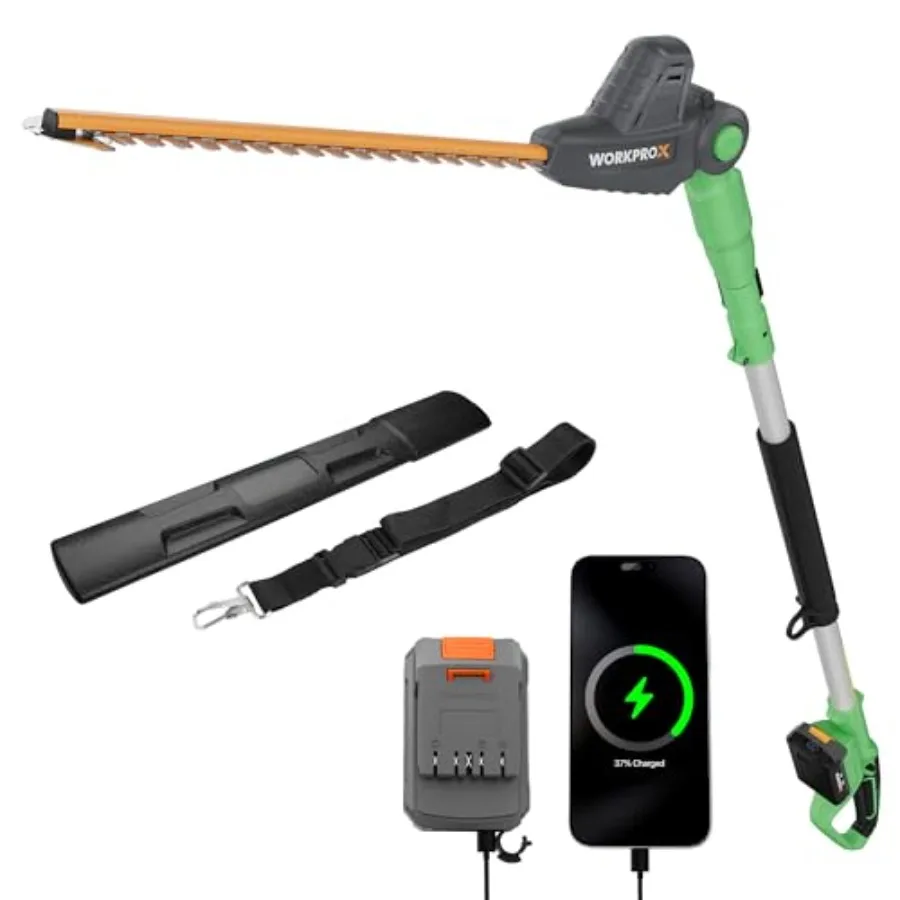 

Аккумуляторный триммер для живой изгороди, 20 В, 9,2 фута, 11 электрических триммеров для живой изгороди с вращающейся головкой и удлинителем, отлично подходит для S