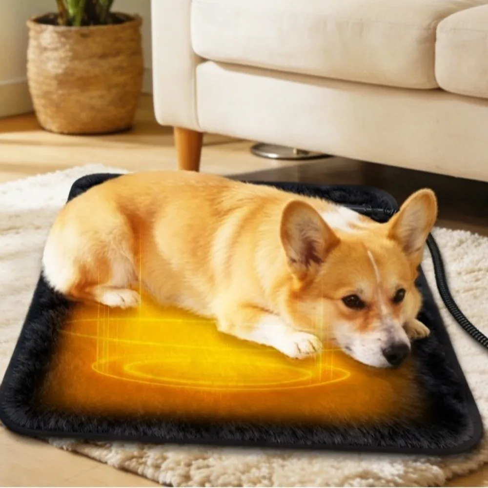 Adjustable Pet Electric Blanket Constant Temperature Anti-Slip Heated Pet Pad Warm Plush Pet Heating Pad for Cats and Dogs