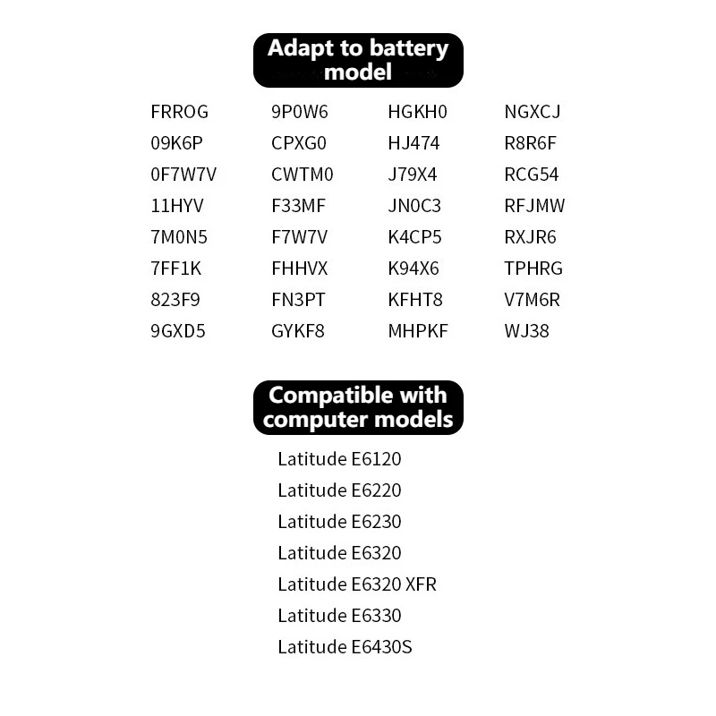 Batería de litio para baterías de portátiles Dell 7FF1K FRR0G E6320 E6220 E6230