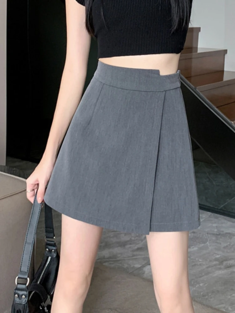 

High Waist A-Line Suit Skirt Women's Summer plus Size Slimming Design Anti-Light Short Skirt Pants Korean Style Commute
