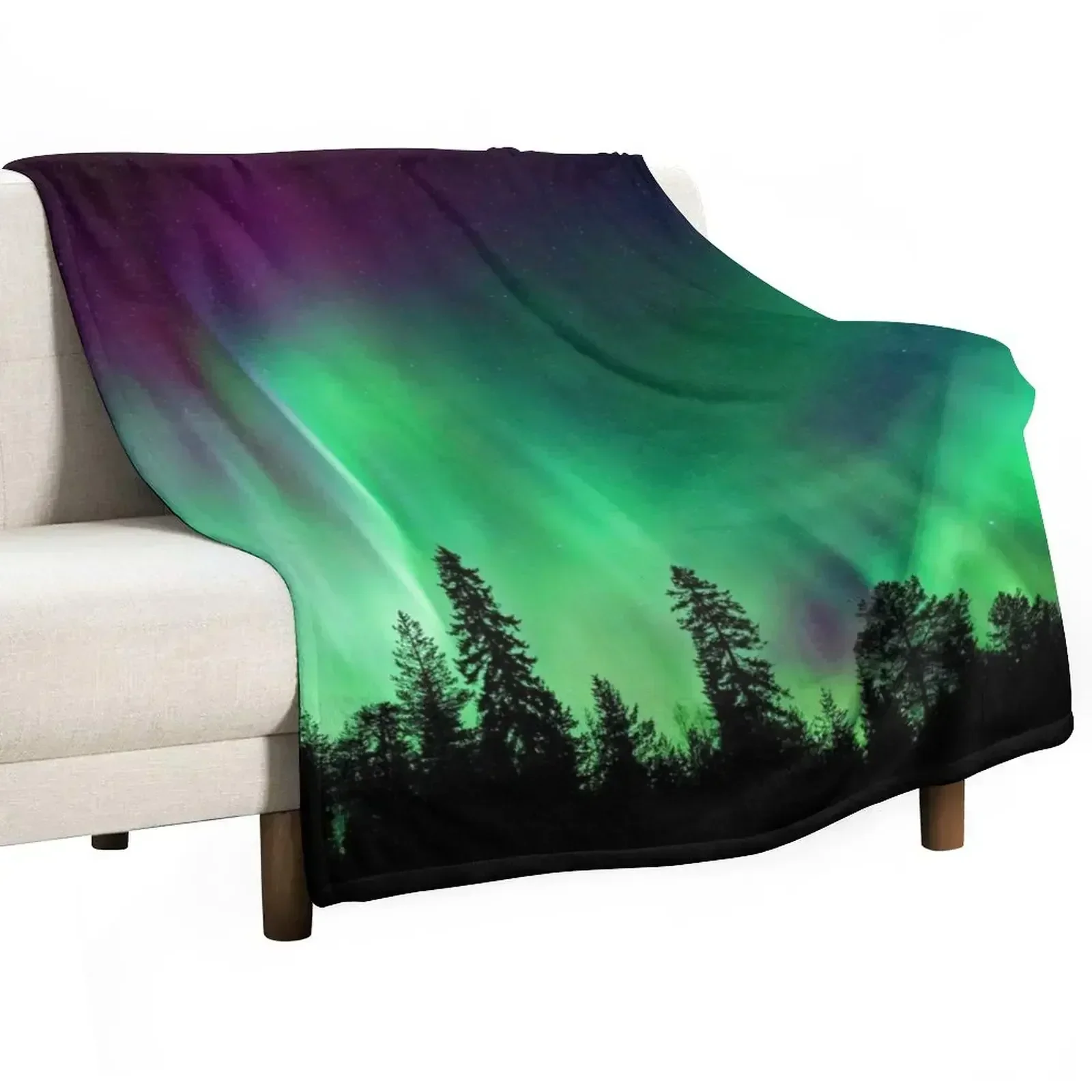 Northern lights Throw Blanket sofa bed warm for winter Warm Single Plush Furry Blankets