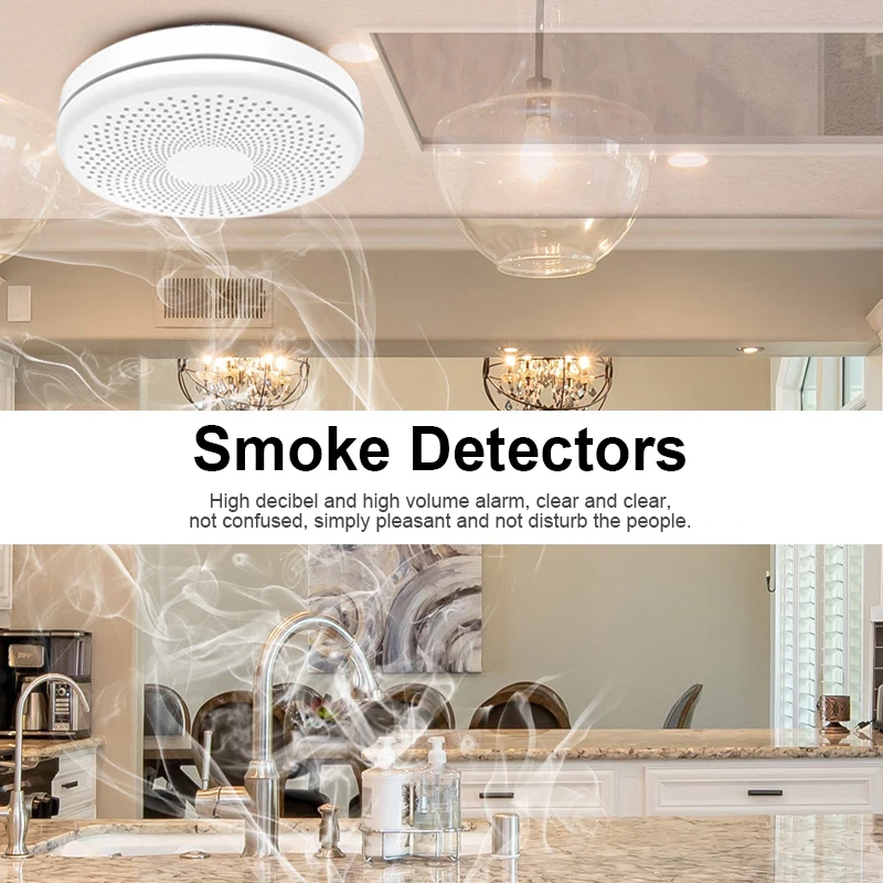 Tuya Smart WiFi Fire Detector Smoke Alarm Sensor Smoke & Carbon Monoxide Composite Home Remote Alarm Without Battery