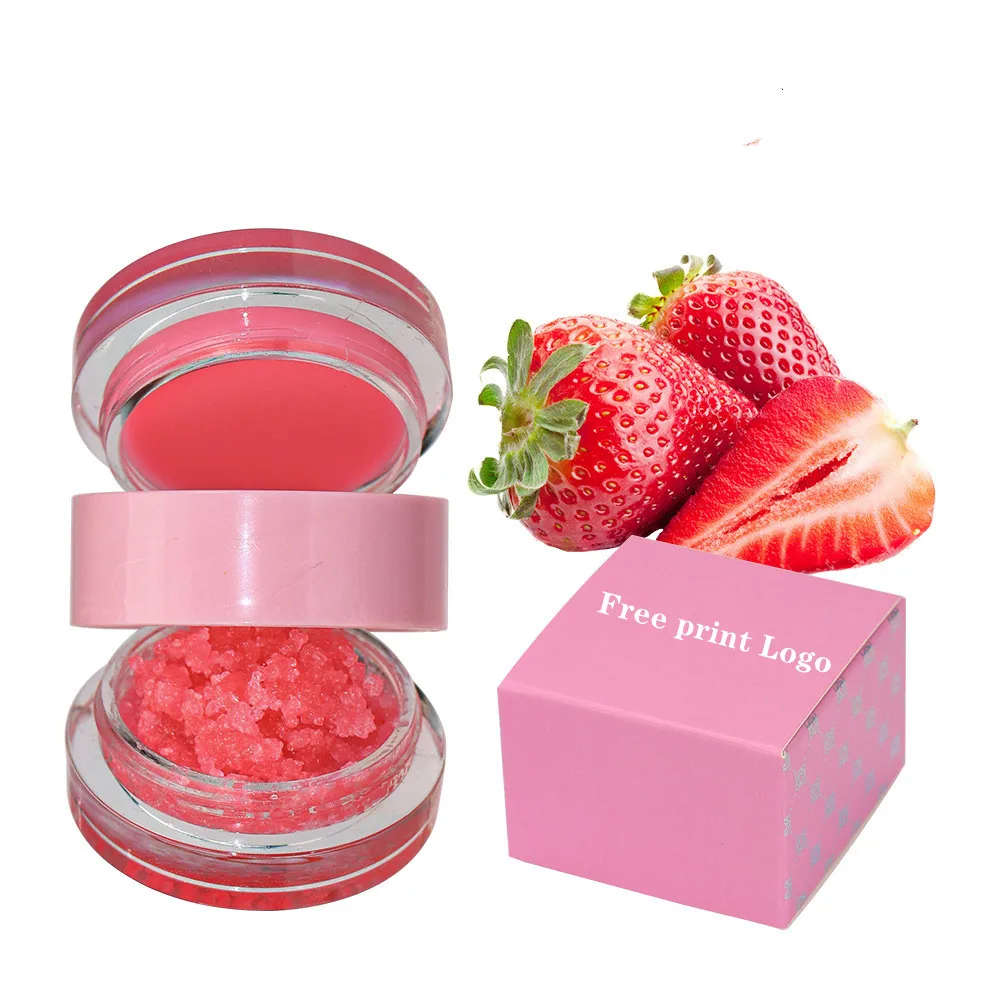 

50pcs Lip Scrub Wholesale Makeup OEM 2 in 1 Moustirzing Lip Balm Private Label Custom Logo Sugar Vegan Fruit Lip Scrub