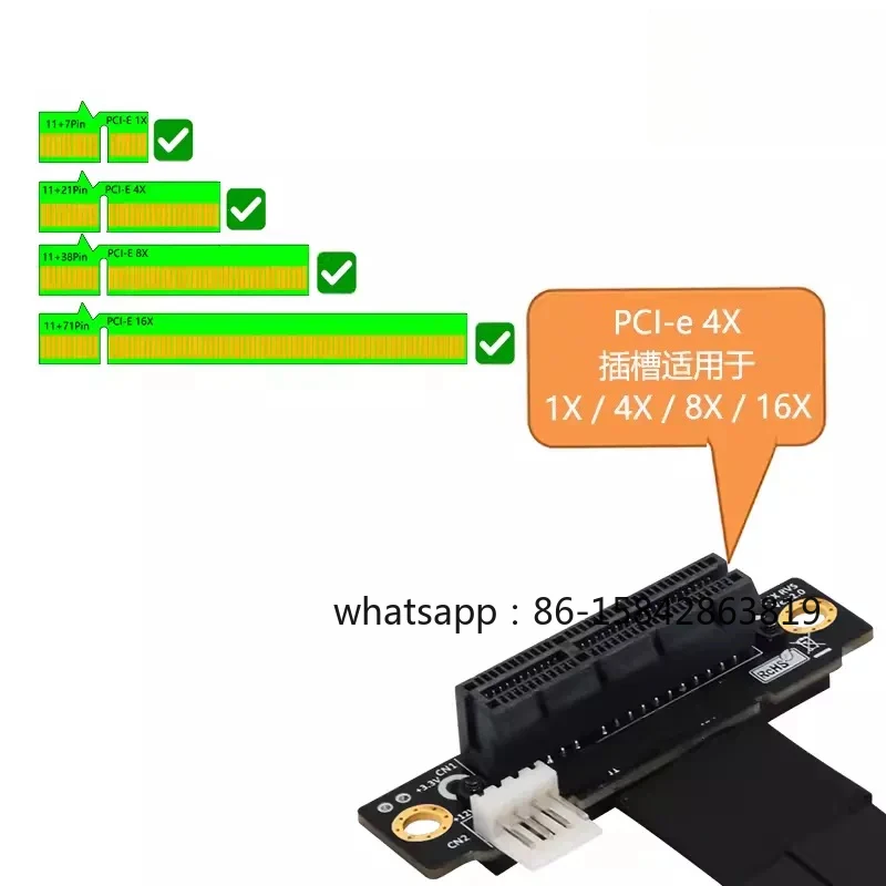 PCI-E 4X To M.2 Key M Adapter Card, M.2 Key M To PCI-E 4X Extension Cable Length 20CM