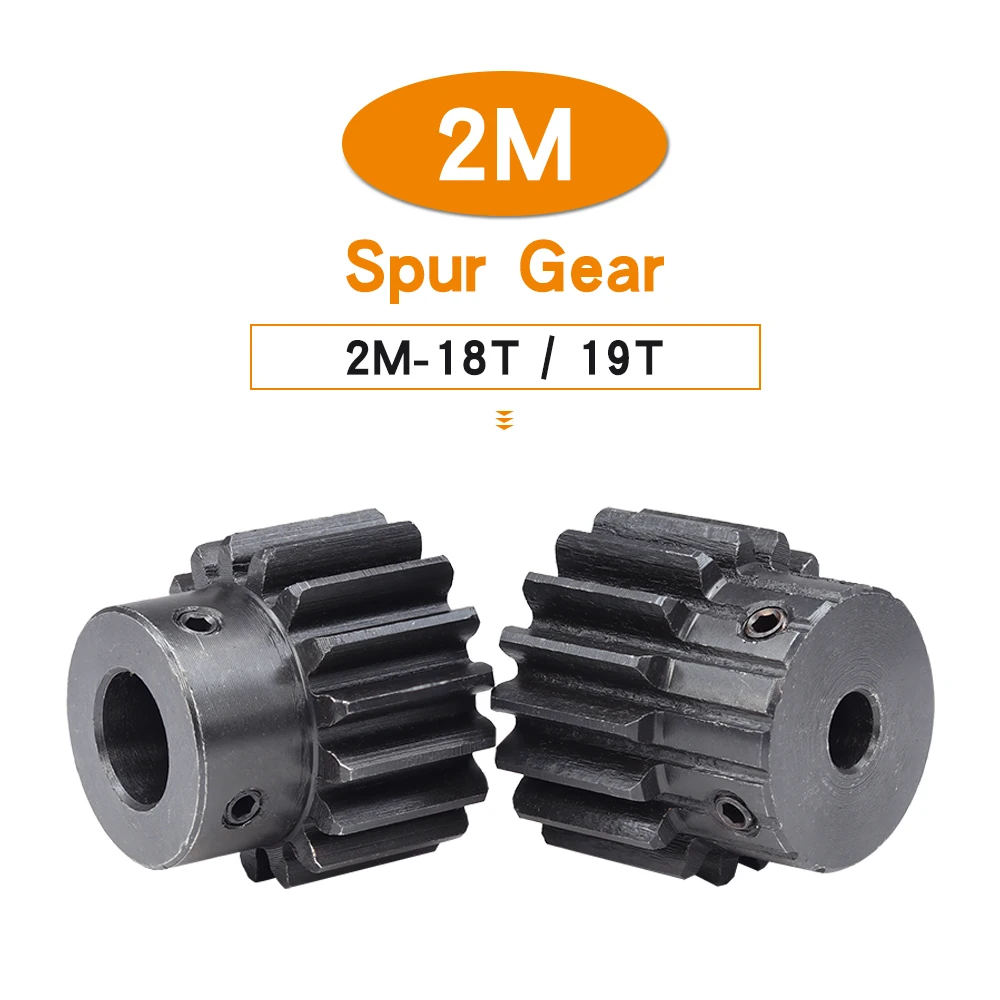 

Spur Gear 2M-18T/19T Bore 8/10/12/14/15/16/17/19 mm Transmission Gears Blackening SC45# Carbon Steel Material Teeth Height 20mm