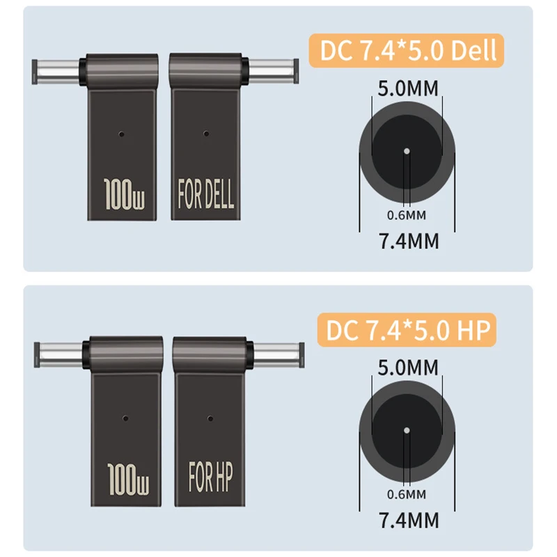 

1/3/5PCS Laptop Power Charger Supply Connector Adapter PD 100W 5A USB Type-C Female to DC Male For HP/Lenovo/DELL