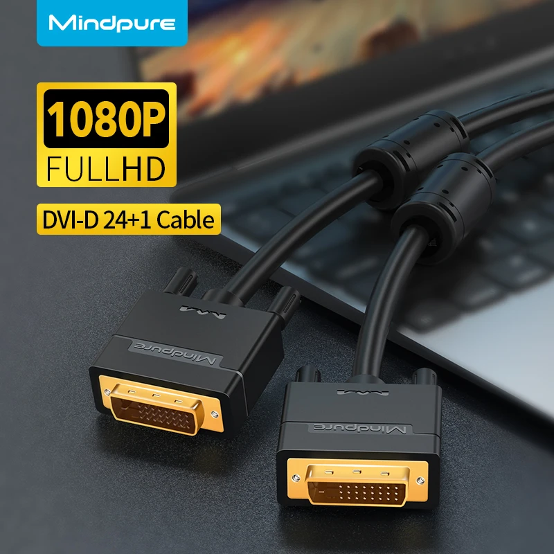 

Mindpure 1080P DVI Cable DVI-D 24+1/24+5 Gold Plated Male to Male Video Cable For LCD HDTV Projector Laptop PC Monitor Converter