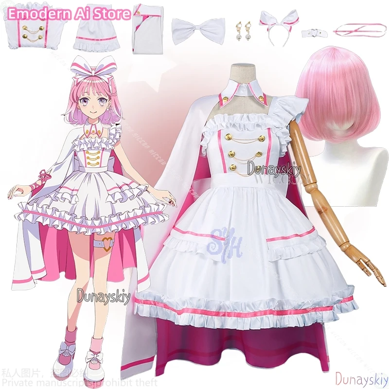 Disfraz de Anime rosa chica mágica ídolo Kawaii pastel vestido Lolita Yuina Akagi Maebashi brujas Cosplay encantador Halloween Navidad