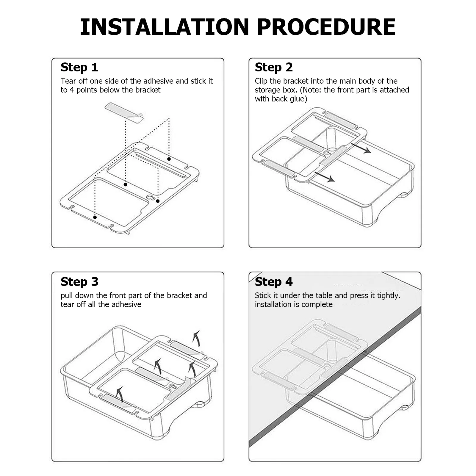 

Compact Under Desk Drawer Storage Box Single Layer Organizer for Table Clutter Cables Pens Home Office Houseware Essential Tool