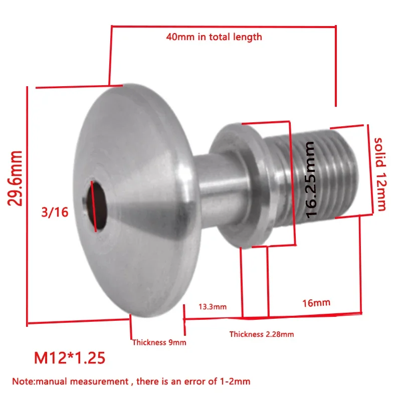 2pcs Archery ILF Limb M12 Bison Bow Screw/SUS 303 Natural Stainless Steel Screw ILF Limb interface universal screw