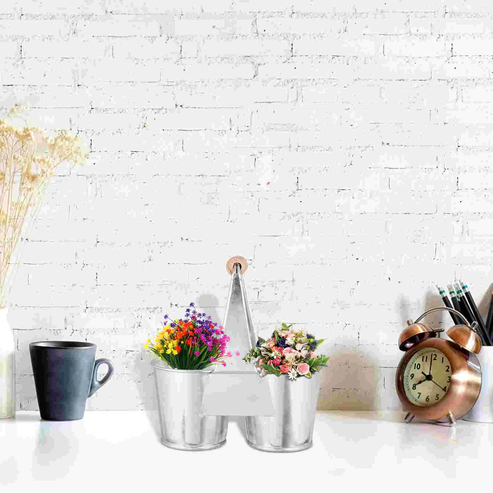 

3 Pcs Tin Vase Iron Flower Bucket Home Decor Vintage Vases Dried Storage with Handle Plant Container