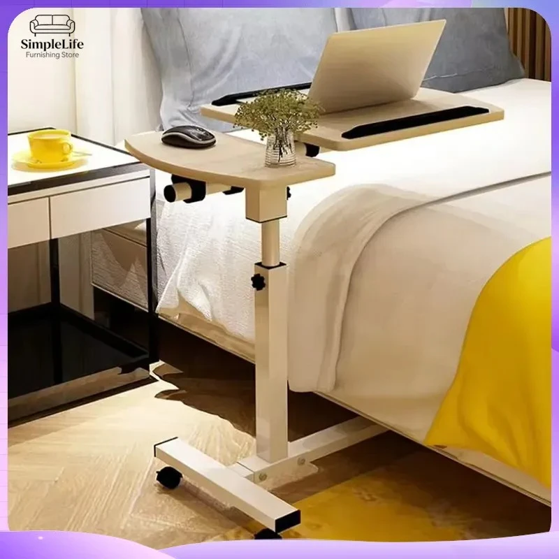 Adjustable Laptop Desk with Wheels Rotating Standing Computer Table for Sofa Bedside Lifting Notebook Stand Desk Side Table