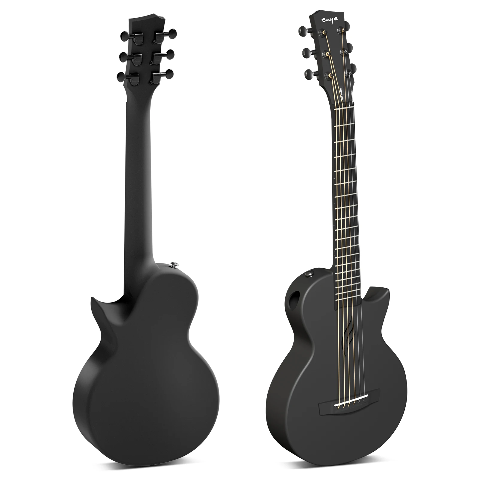 Nova Go Mini Carbon Fiber Acoustic Guitar 1/4 Size Travel Acustica Guitarra w/Beginner Kids Starter Bundle Kit of Thickened