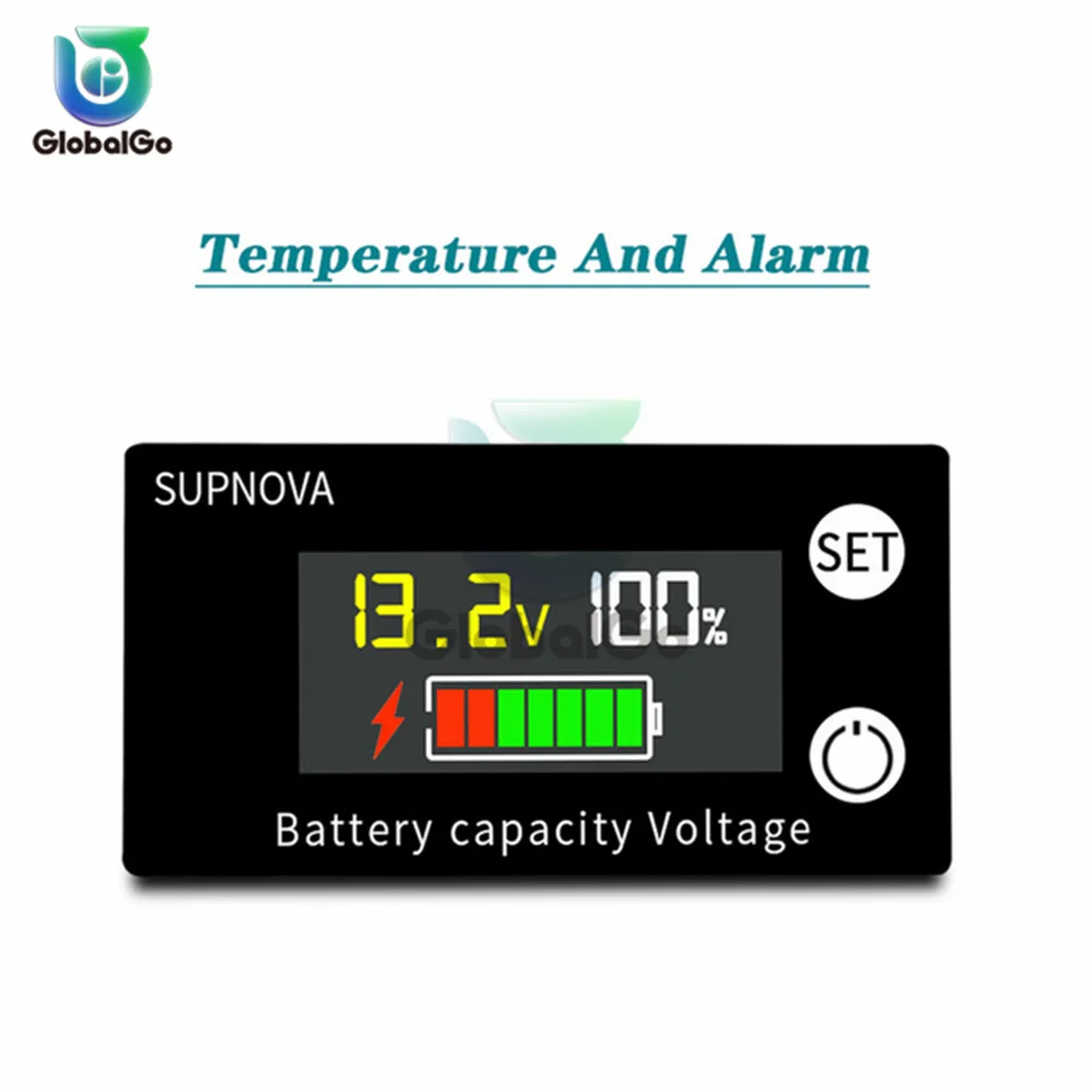 Wskaźnik naładowania baterii LCD DC 8V-100V kwasowo-ołowiowy litowo LiFePO4 motocykl samochodowy woltomierz wskaźnik napięcia 12V 24V 48V 72V