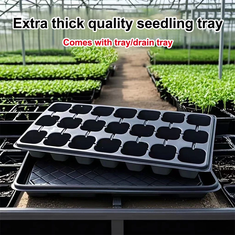 10Pcs Seedling Trays Plastic Gardening Germination Trays Black Seedling Container Garden Supplies For Vegetable Flower