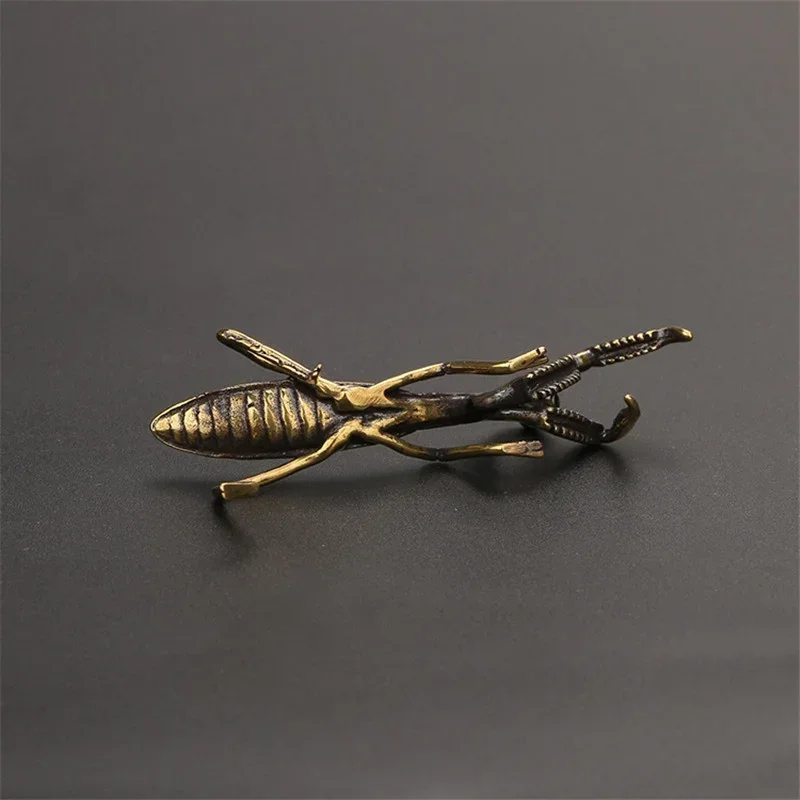 Copper Praying Mantis Miniature Ornaments Retro Flower Pot Decoration Decoration Craft Accessories Tea Pet Antique
