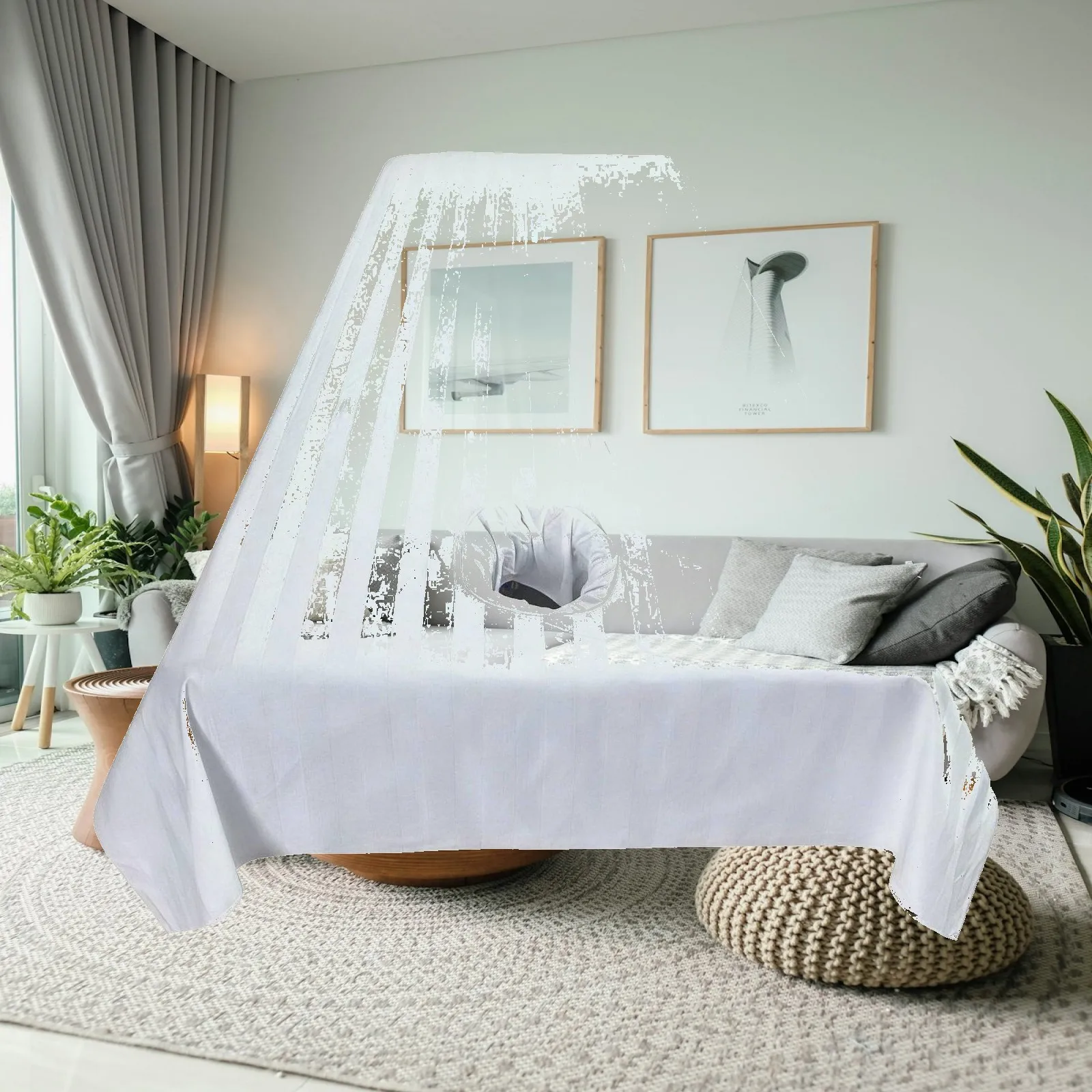 Cotton Bed Sheet Striped Spa Cover with Face Hole Comfortable Massage Table Linen for Full Body Massage Applications